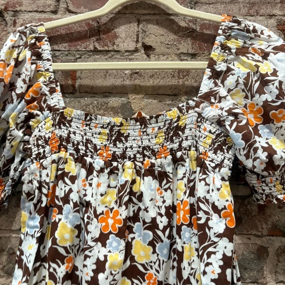 Tory Burch Brown Floral‎ Mini Dress Size Large